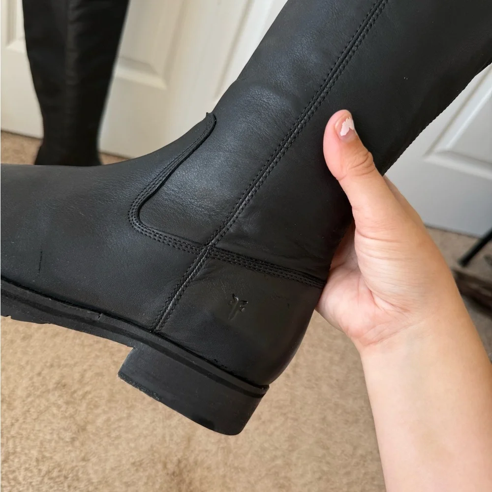 Frye Melissa Leather Over-The-Knee‎ Boots in black size 6